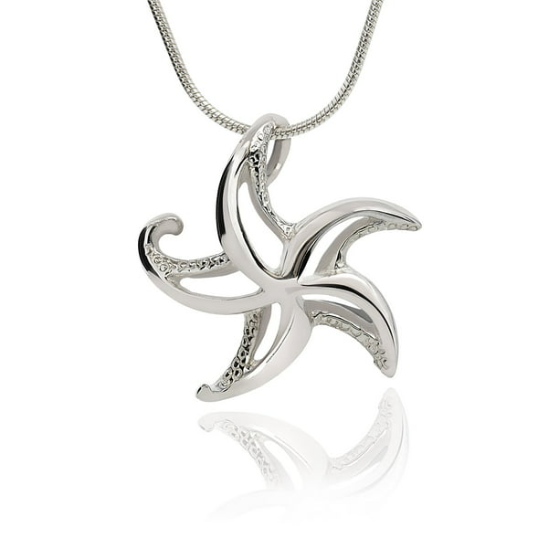 Fashion 925 Silver plated Jewelry Starfish Chain Pendant Necklace P027